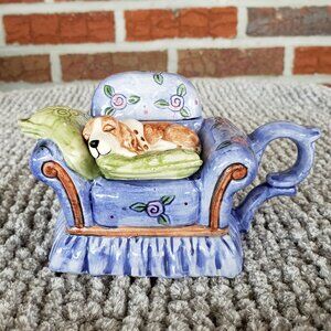 World Bazaar Dog on Chair Vintage Teapot